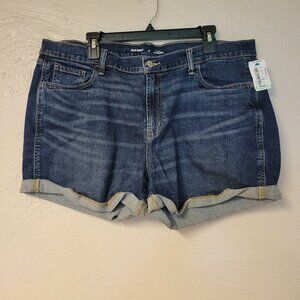 Old Navy Shorts Womens Size 18 Blue Denim Mid Rise Boyfriend Stretch Cuffed